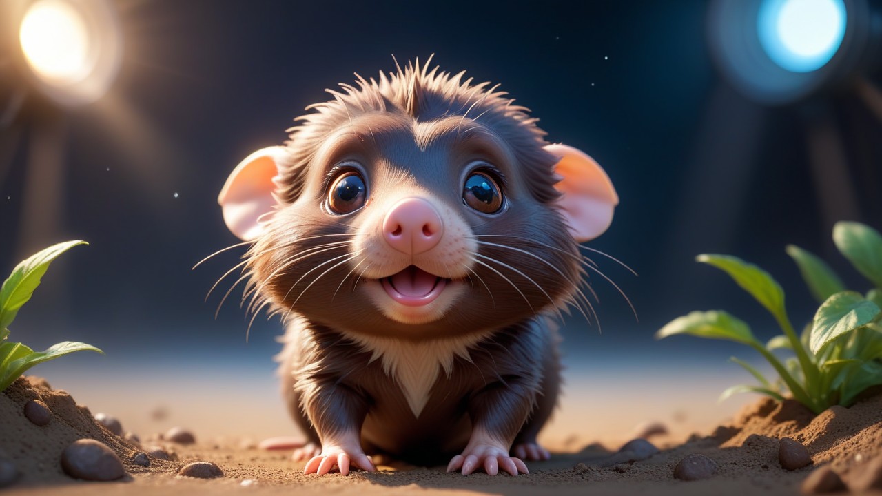 Chibbi-Art Whimsical Chibi Star-nosed Mole Seeking Connection