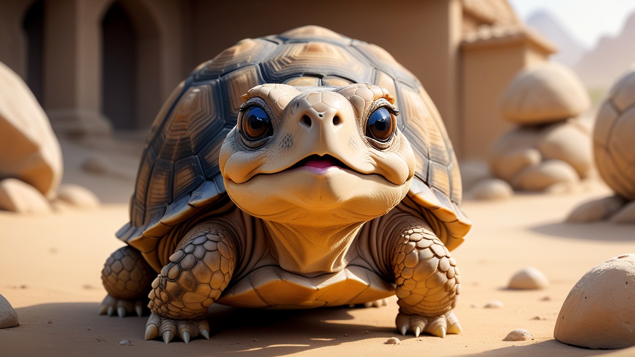 Chibbi-Art Sulcata Tortoise Chibi Gaze: A Whimsical Tortoise Glance