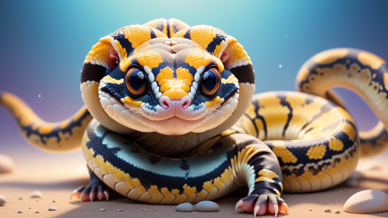 Chibbi-Art Bright and Playful Chibi Ball Python Gaze