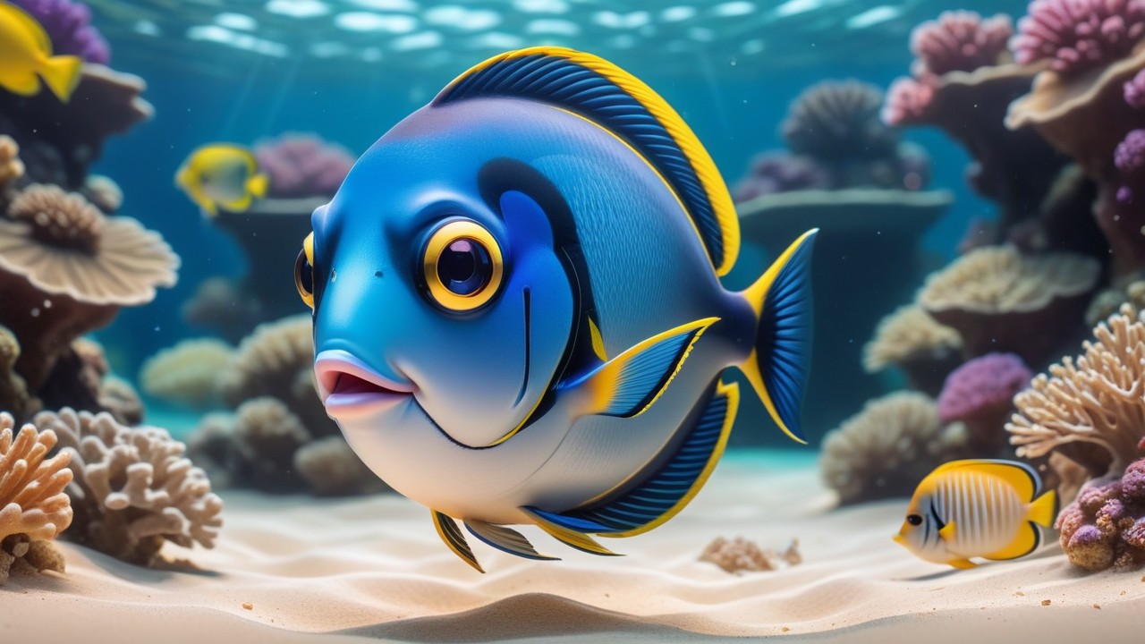 Chibbi-Art Chibi Surgeonfish Gazing at You: A Clean and Minimalistic Artwork