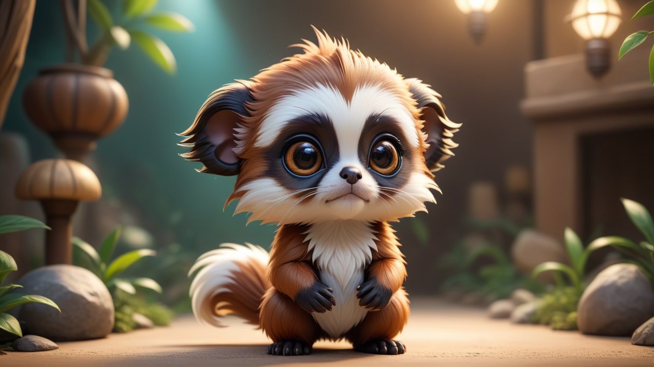 Chibbi-Art Cute Tamarin Chibi Art: Eye Contact with The Viewer, By A Talented Artist