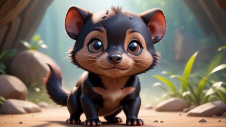 Chibbi-Art Tasmanian Devil Chibi in Playful Spotlight