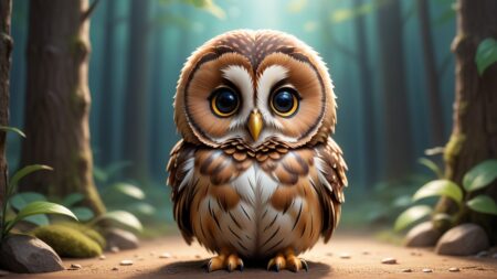 Chibbi-Art Tawny Owl in Chibi Style
