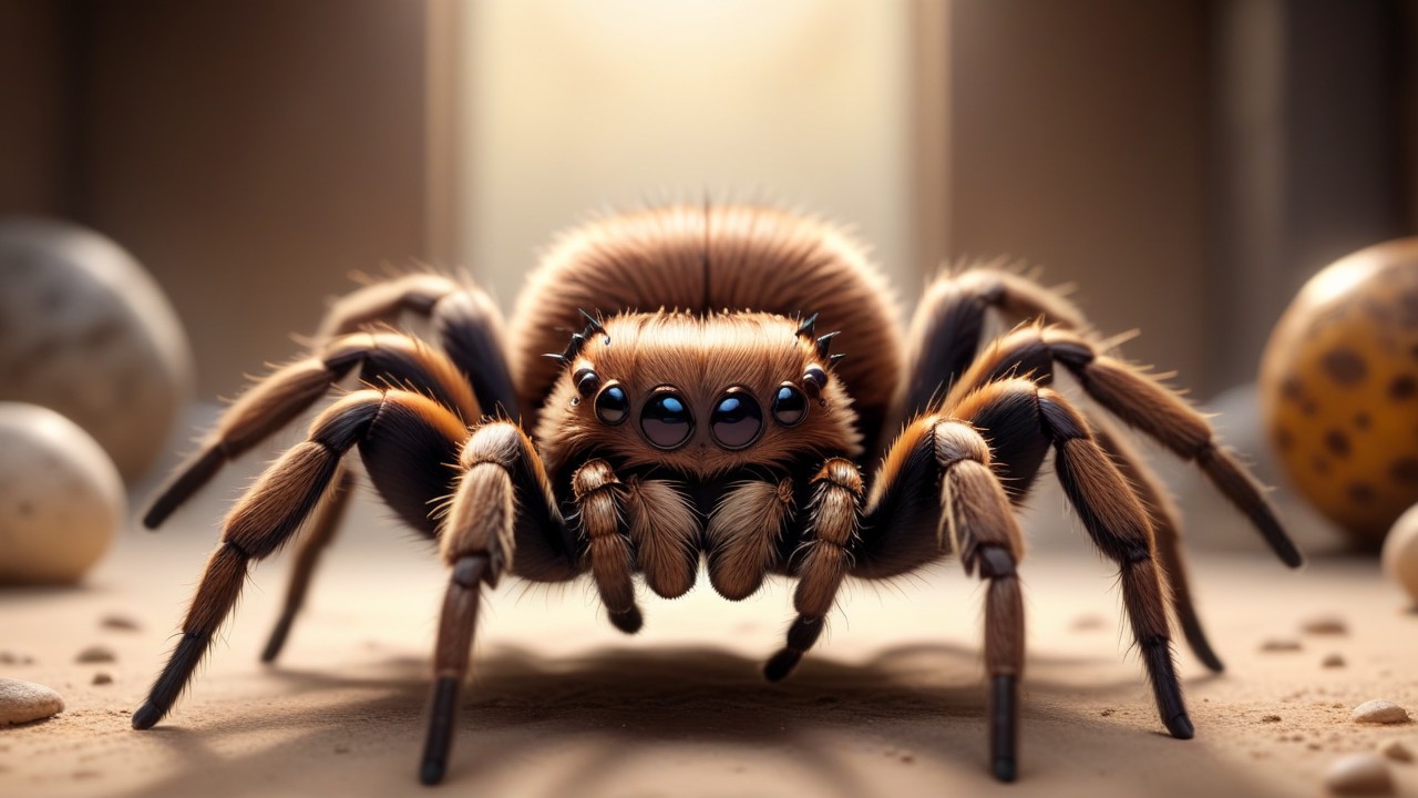 Chibbi-Art Texas Chibi Brown Tarantula Staring at Viewers