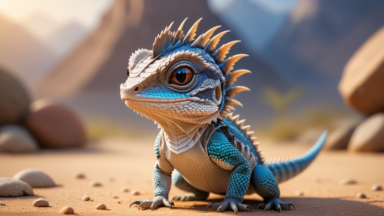 Chibbi-Art Texas Chibi Spiny Lizard Gazes into Viewers Soul