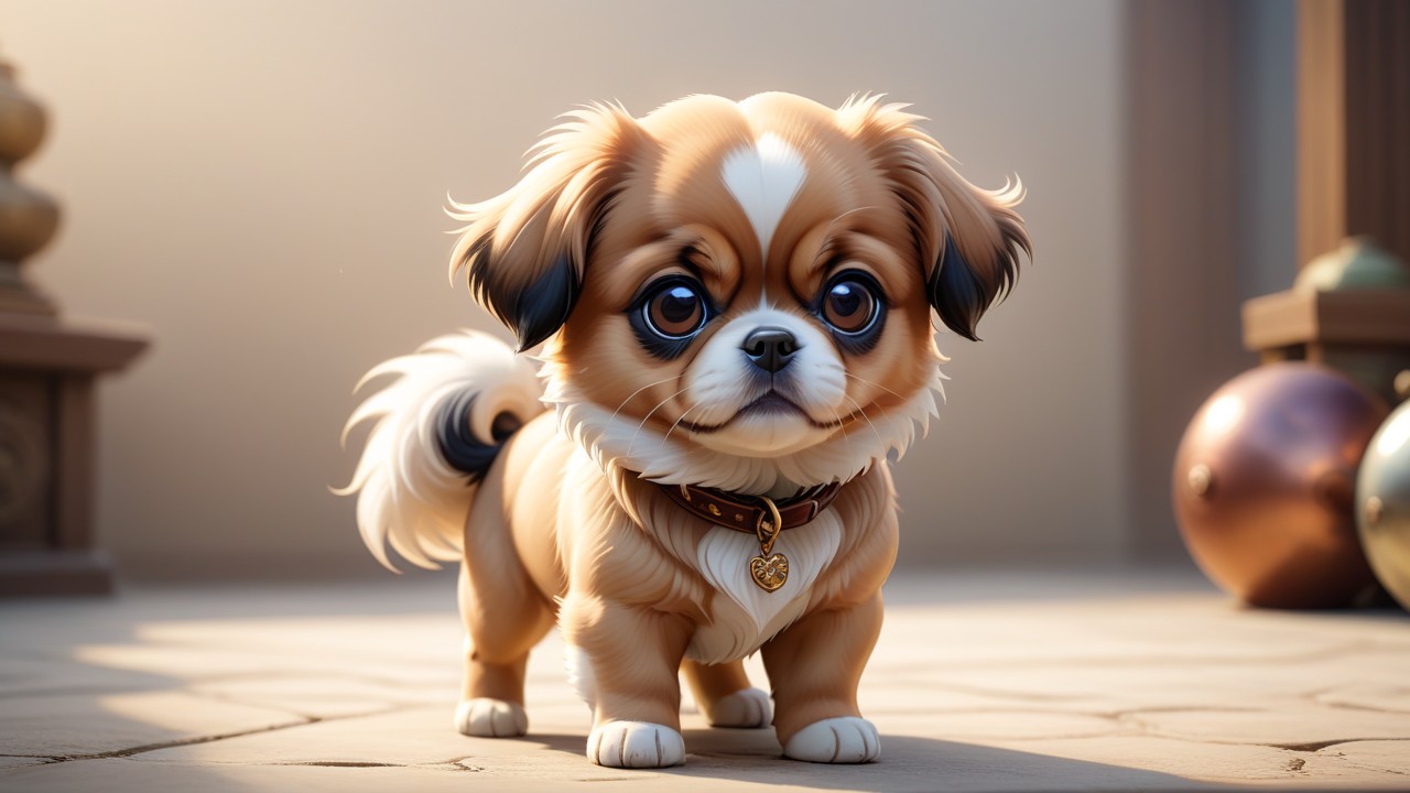 Chibbi-Art Tibetan Spaniel Chibi Art - Gazing into the Eyes of the Beholder