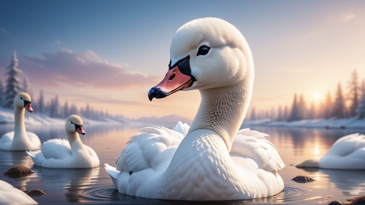 Chibbi-Art Tundra Swan: Chibi View, Awake and Articulate