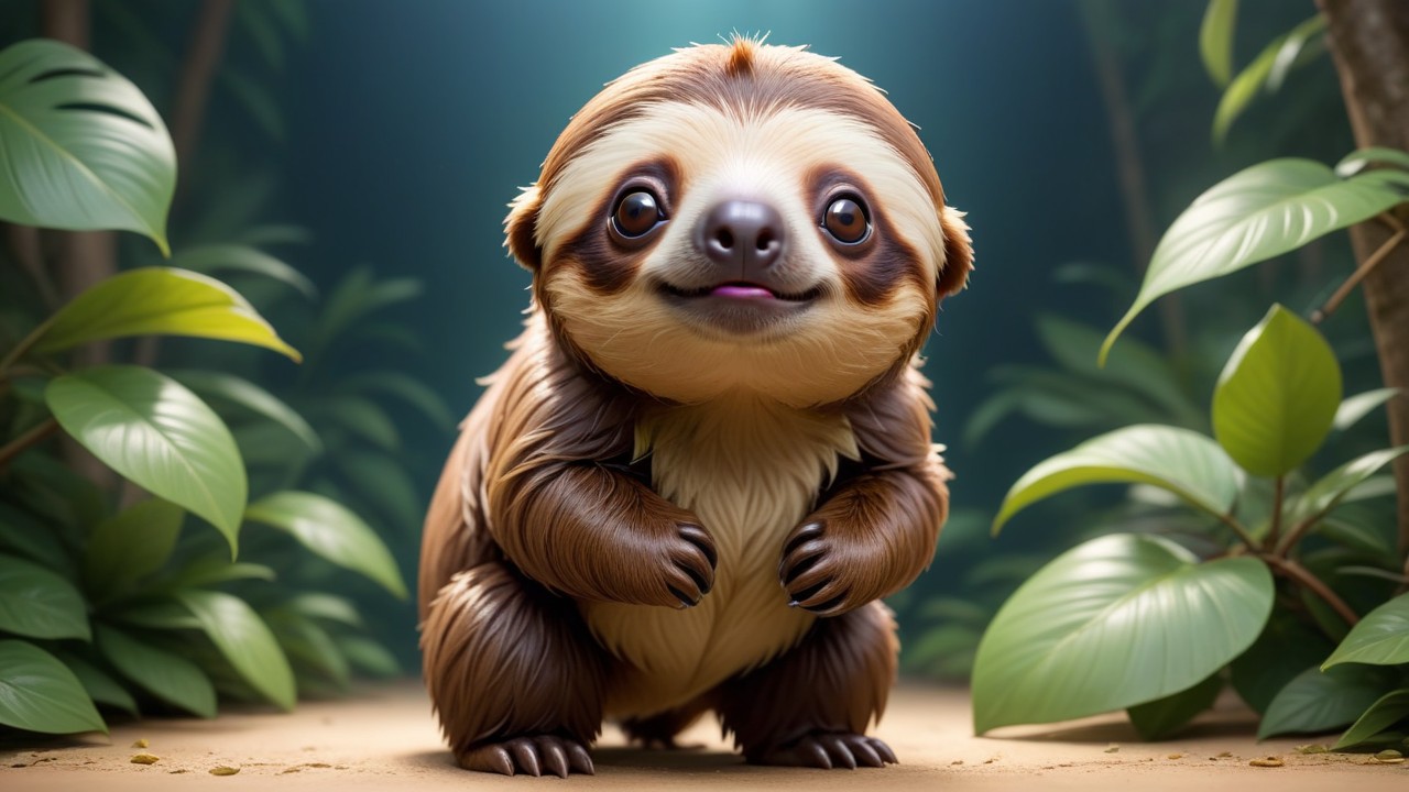 Chibbi-Art Cute & Furry Sloth Chibi Posing Close-Up