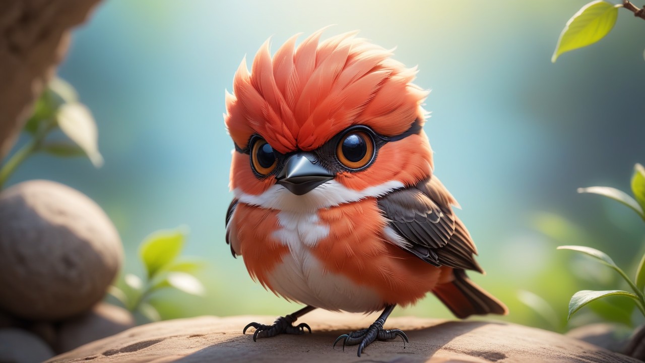 Chibbi-Art Chibi Vermilion Flycatcher Greeting