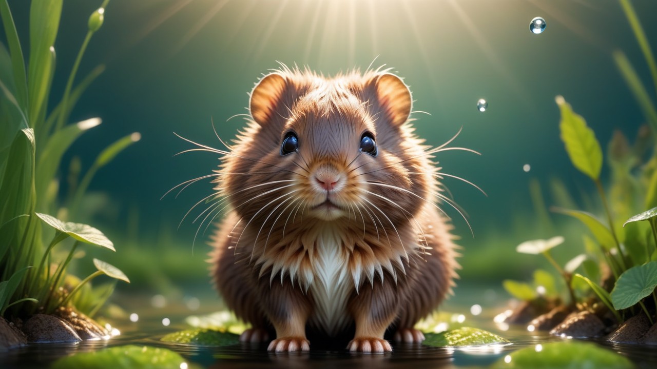 Chibbi-Art Whiskered Wonders: Chibi-style Water Vole Portrait by Artistic Visionary