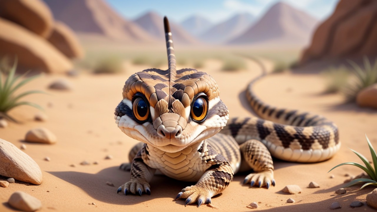 Chibbi-Art Vibrant Venom: Chibi Diamondback Stares Back