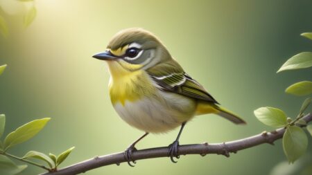 Chibbi-Art Vibrant Chibi Vireo Gazing at Spectators