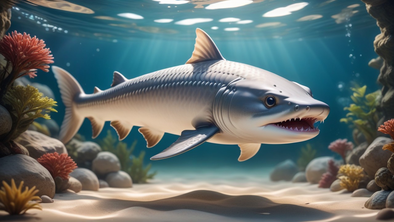 Chibbi-Art Whimsical White Sturgeon Chibi View