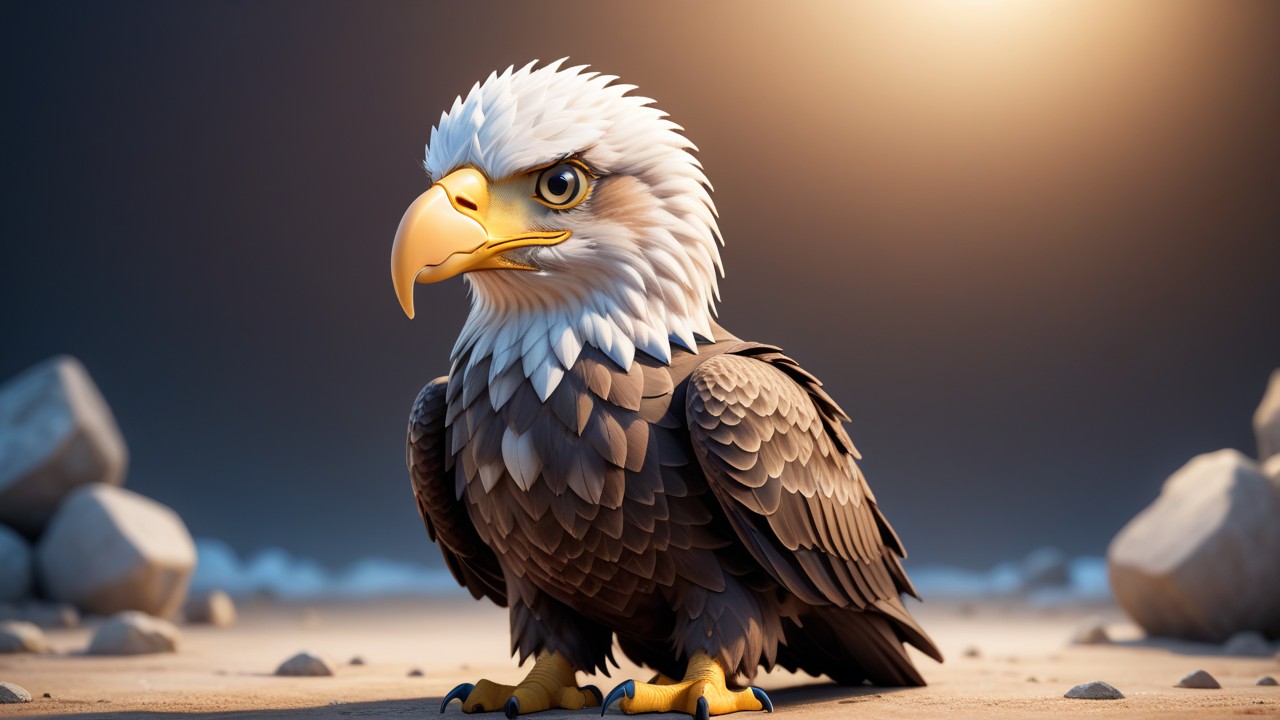 Chibbi-Art Enchanting Chibi White-Tailed Eagle In Awe of Its Viewers