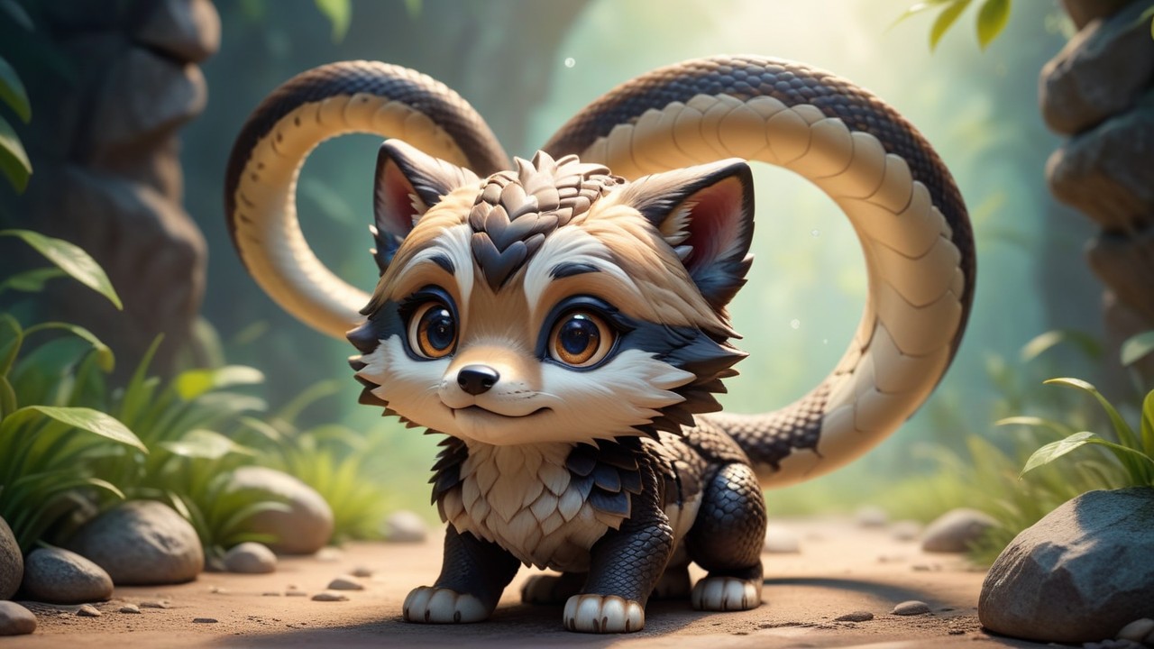 Chibbi-Art Chibi Wolf Snake: Artistic Face-Off