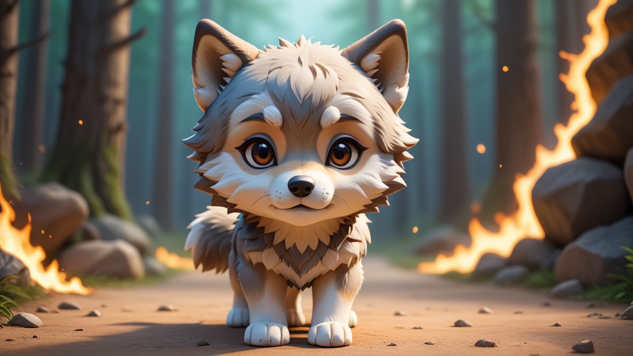 Chibbi-Art Chibi Wolfs Gaze: An Artists Simplistic Captivation