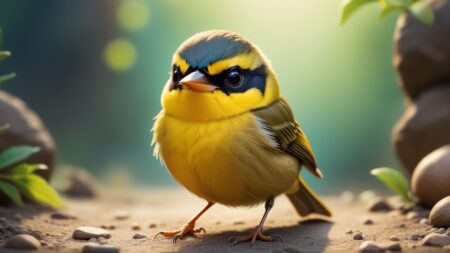 Chibbi-Art Chibi Yellowthroat in Artistic Motion