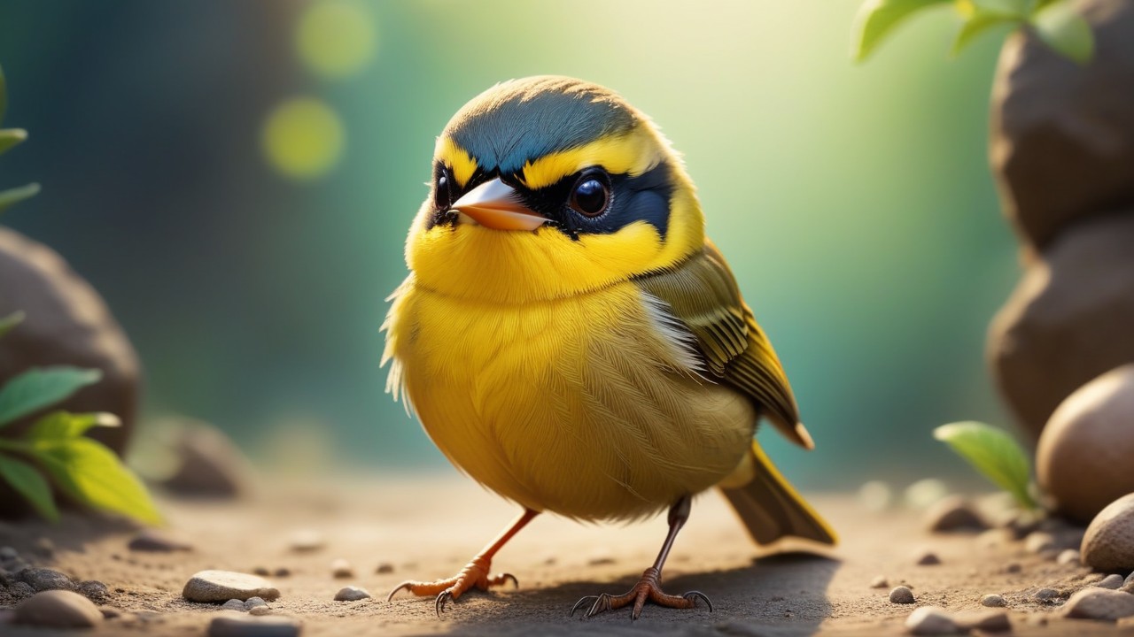 Chibbi-Art Chibi Yellowthroat in Artistic Motion