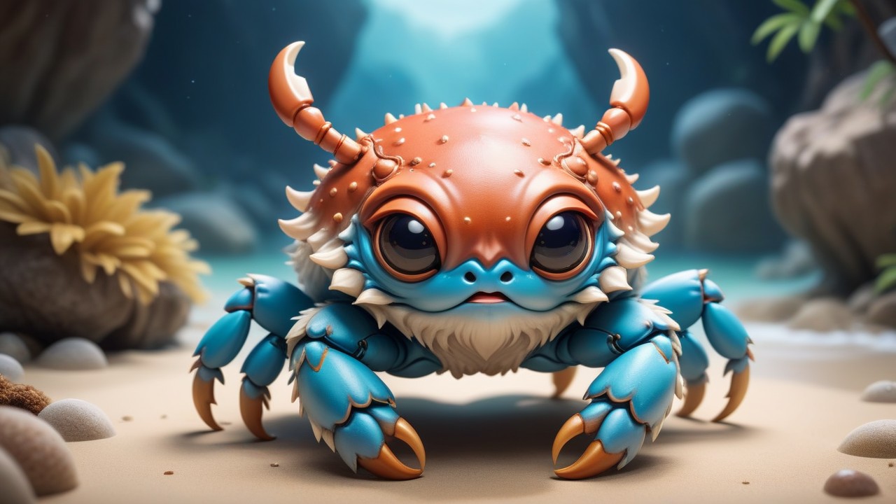 Chibbi-Art Chibi Yeti Crabs Ocean Gazing Moment