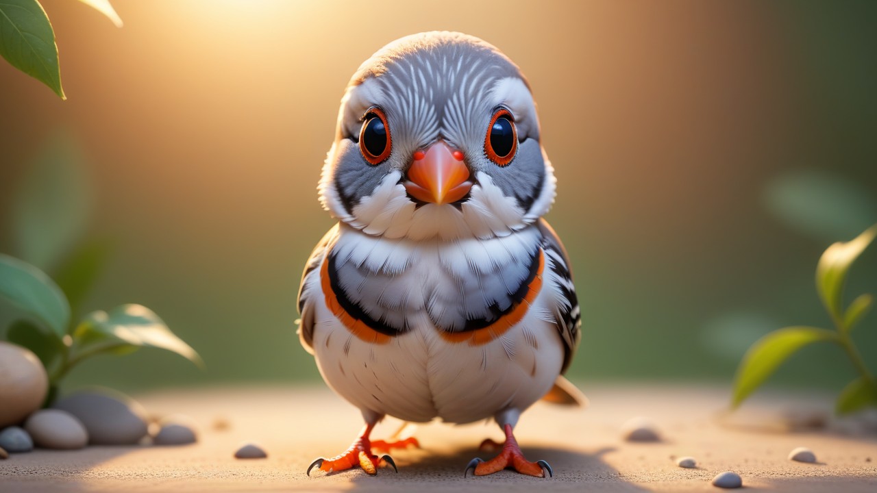 Chibbi-Art Zebra Finch: Chibi Charm in Whimsical Hues