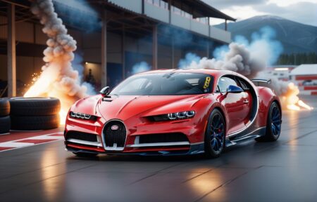 Red Bugatti Roaring On The Track 11 Vehicles Red Bugatti Roaring On The Track