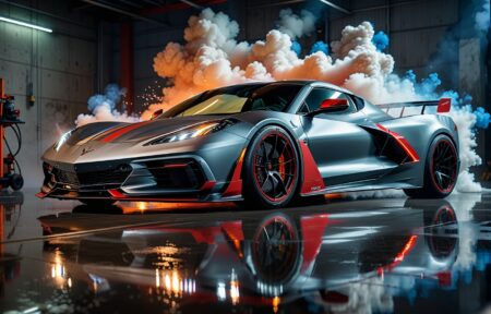 Striking Red Stripes on a Sleek Silver Sports Car 18 Vehicles Striking Red Stripes on a Sleek Silver Sports Car