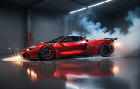 Vehicles Fiery Ride in the Smoky Dawn