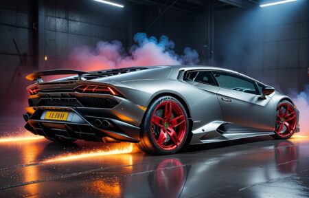 Vehicles Smoky Silver Sports Car with Red Rims