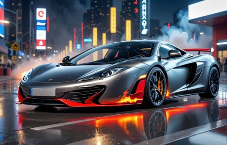 Vehicles Night Ride: A Car In The Heart Of The City