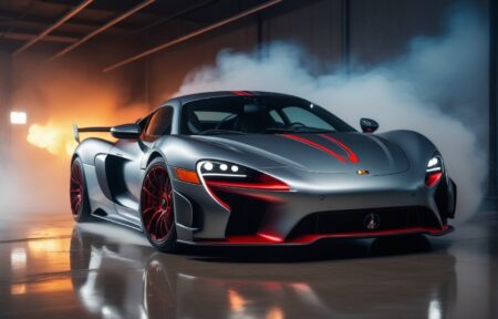 Vehicles Striking Silver and Red Sports Car