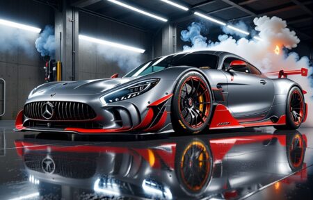 Vehicles Sleek Red Accents on a Silver Car