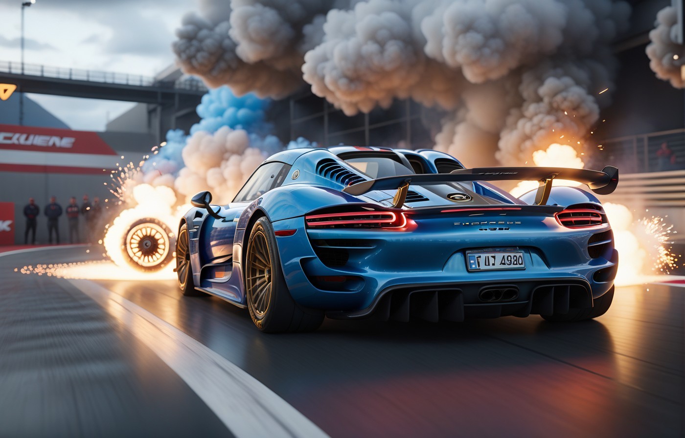 Vehicles Racing Velocity: A Blue Sports Car Blazes Past