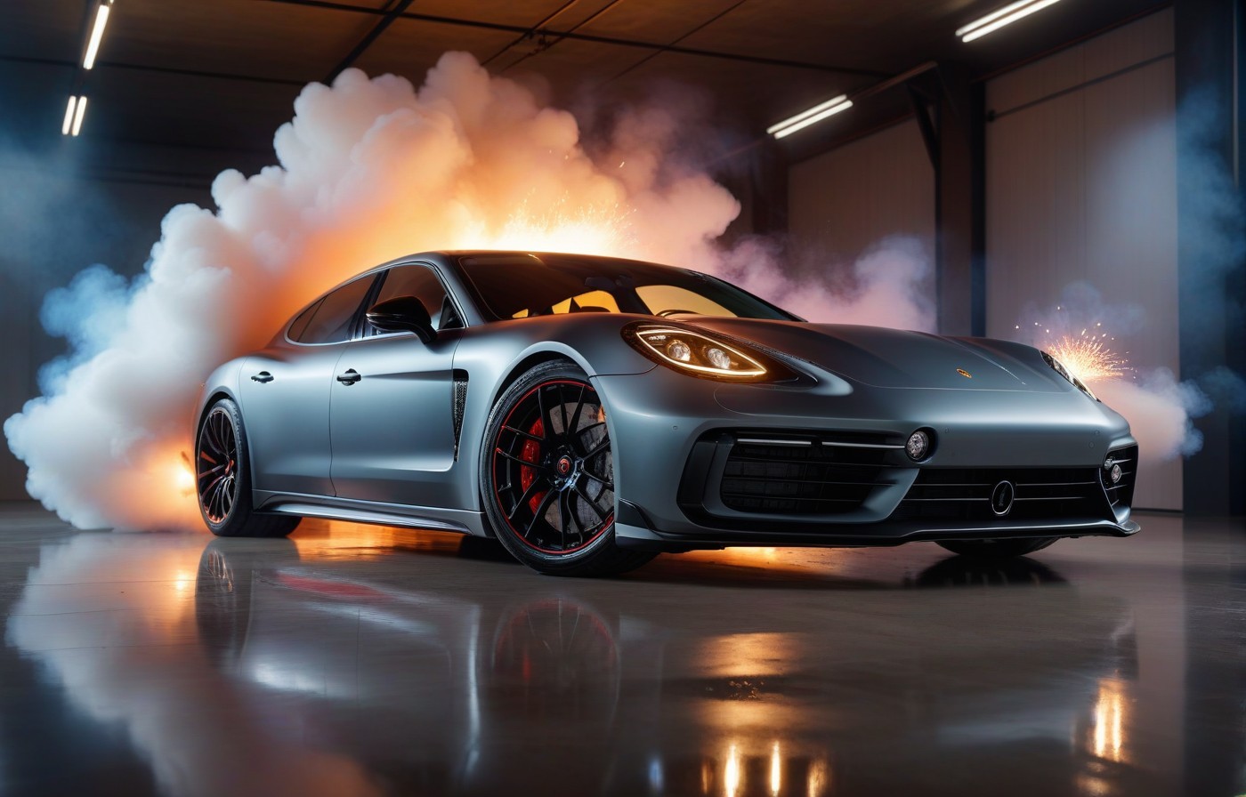 Vehicles Porsche Panamera in Smoky Flames of Speed