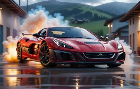 Vehicles Fiery Ride in the Smoky Dawn