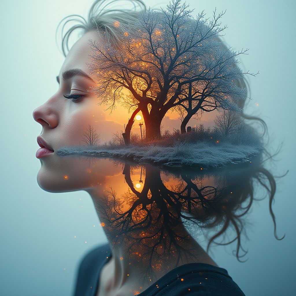 Double-Exposure Ethereal Enigma