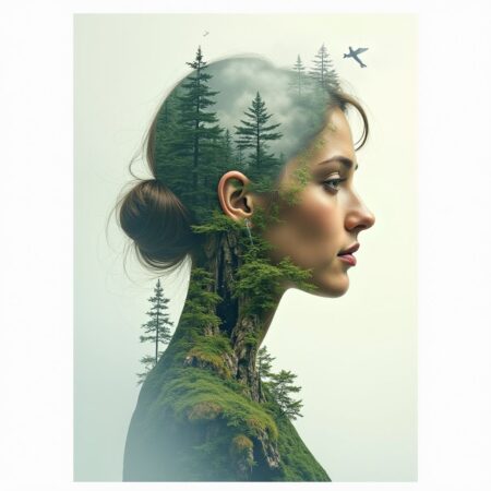 Double-Exposure Flora-Fauna Fusion