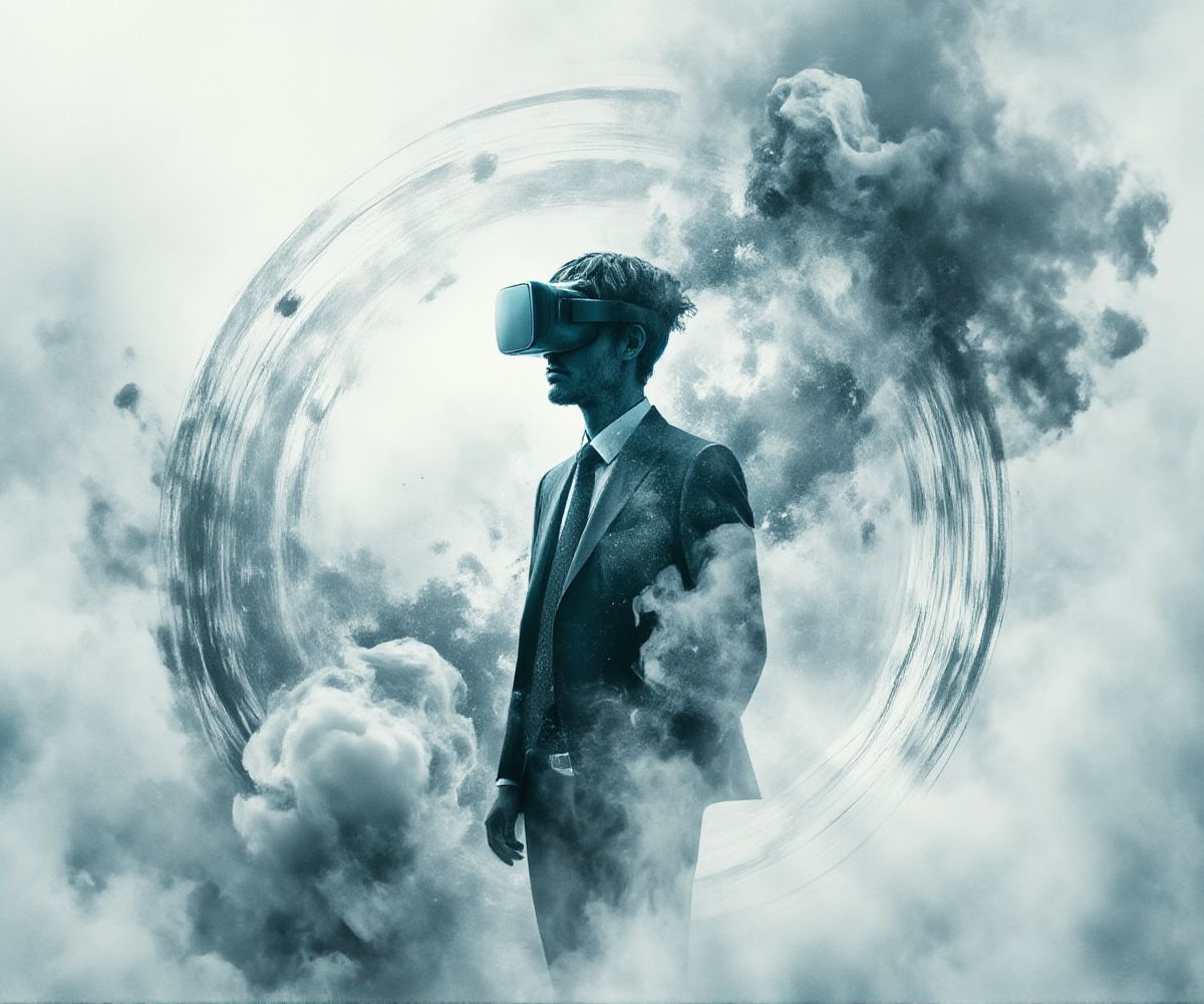 Neumorphism double Abstract Businessman Stands