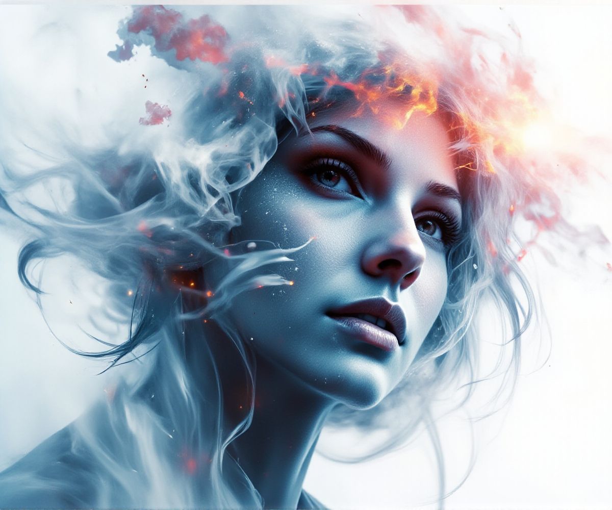 Neumorphism double Abstract Digital Human Face Here, the AI Large Language Model has created a short, additional title to represent the given request without providing an explanation.