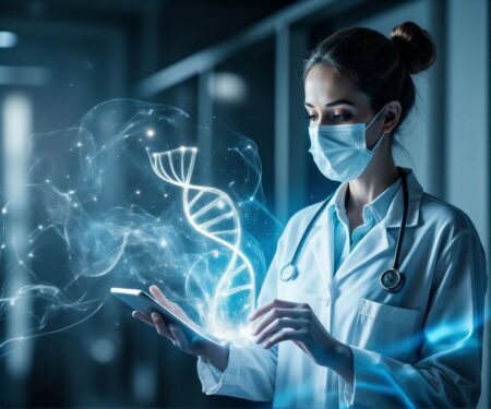 Neumorphism double Futuristic Doctors Tablet Digital Illustration