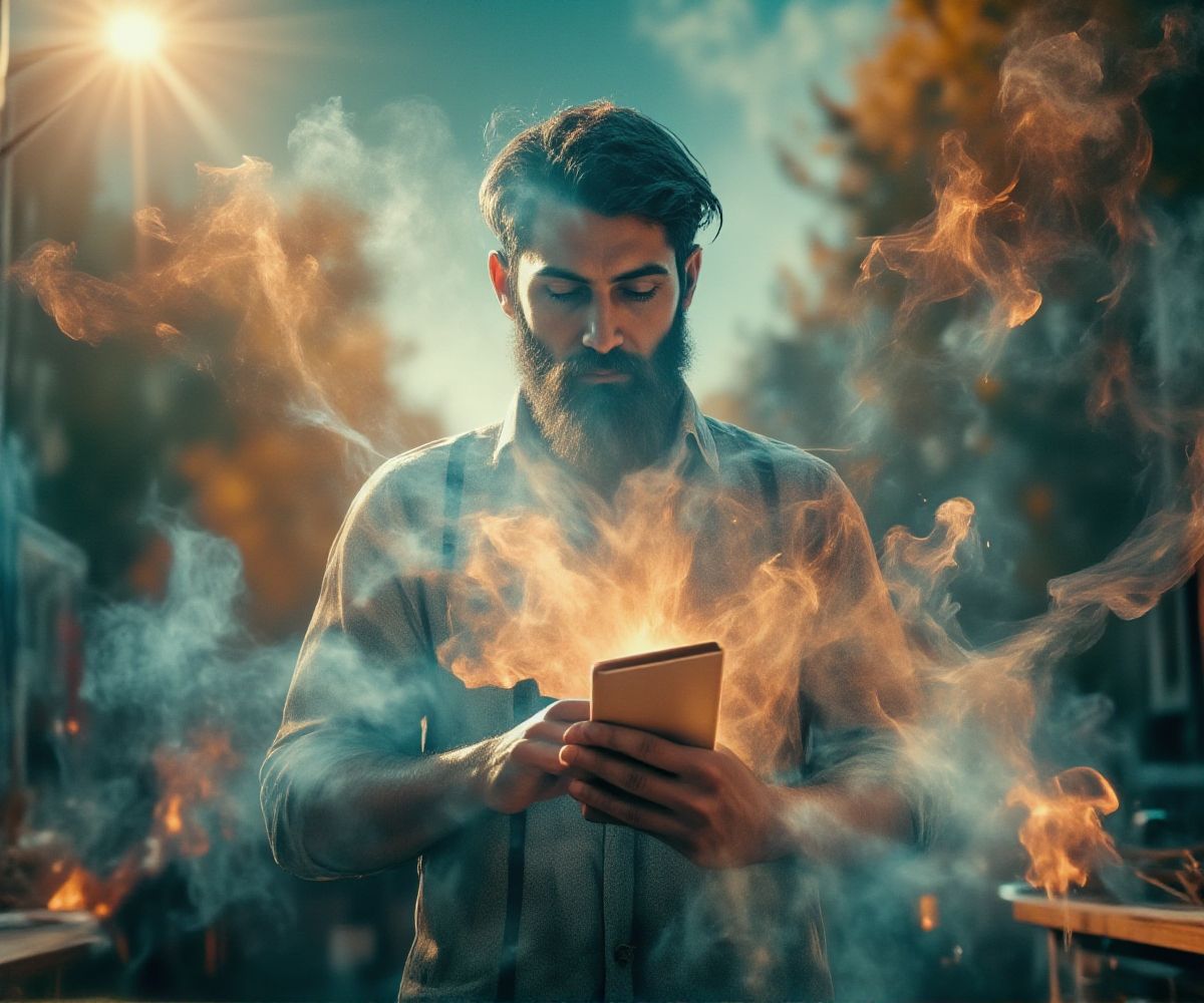 Neumorphism double Double Exposed Smart Bearded Guy